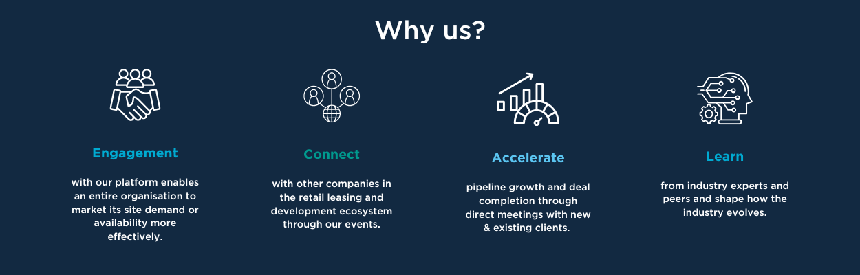 Why us Engagement with our platform enables an entire organisation to market its site demand or availability more effectively. Connect with other companies in the retail leasing and development ec (2)